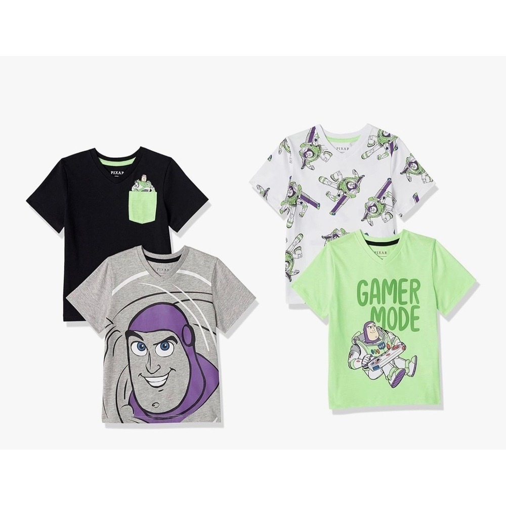 Amazon Essentials Toy Story Boys Short-Sleeve V-Neck Tees 9 years‎ NIP 4 pack